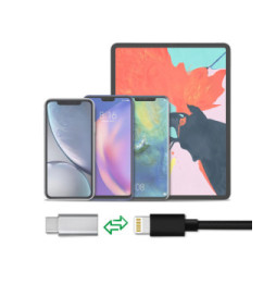 Avizar Adaptateur USB C mâle vers Lightning Femelle Charge et Synchronisation - Argenté
