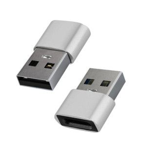 Avizar Adaptateur USB vers USB-C Charge et Synchronisation de Données Compact Argent