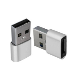 Avizar Adaptateur USB vers USB-C Charge et Synchronisation de Données Compact Argent