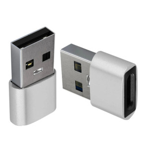 Avizar Adaptateur USB vers USB-C Charge et Synchronisation de Données Compact Argent