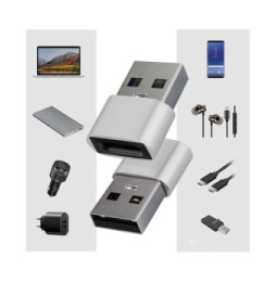 Avizar Adaptateur USB vers USB-C Charge et Synchronisation de Données Compact Argent