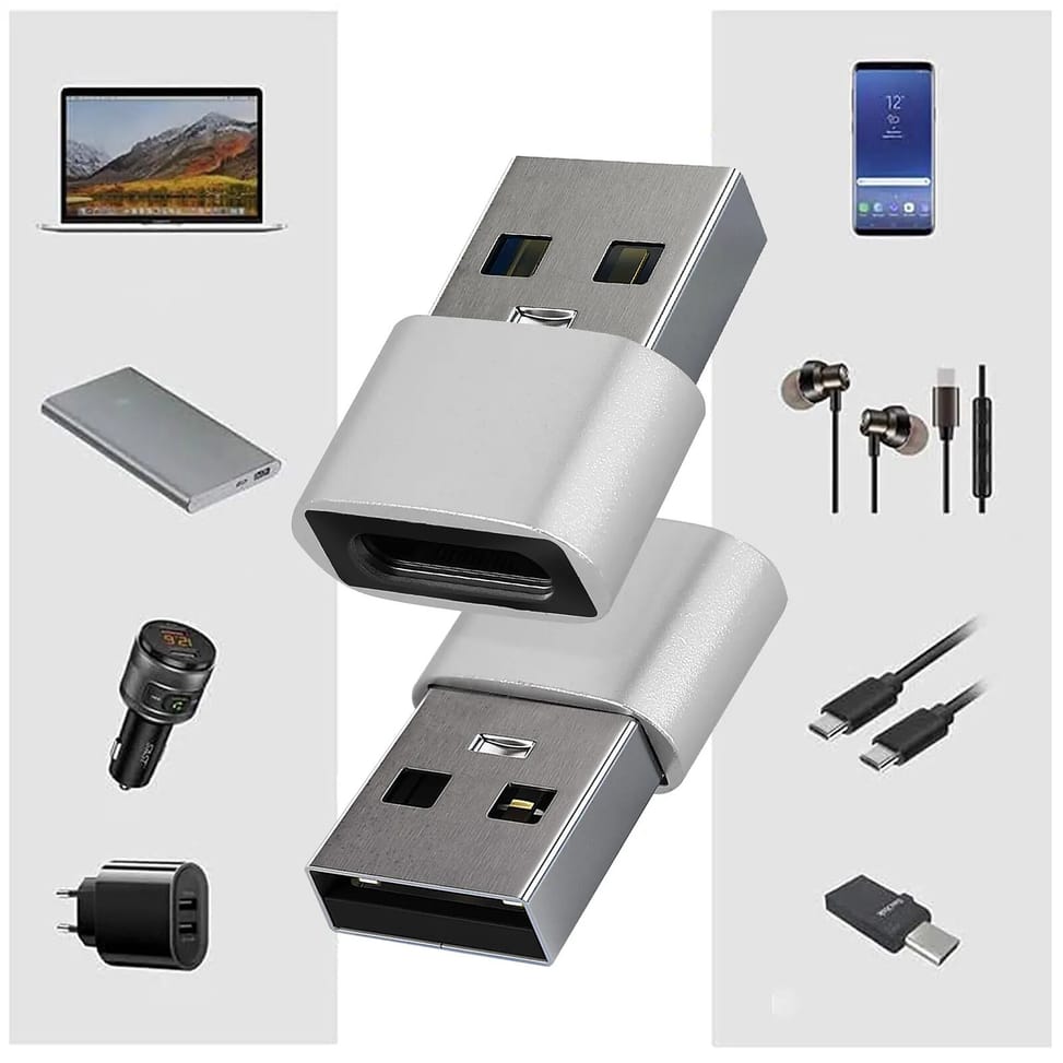 Avizar Adaptateur USB vers USB-C Charge et Synchronisation de Données Compact Argent — image 3