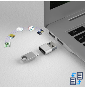 Avizar Adaptateur USB vers USB-C Charge et Synchronisation de Données Compact Argent