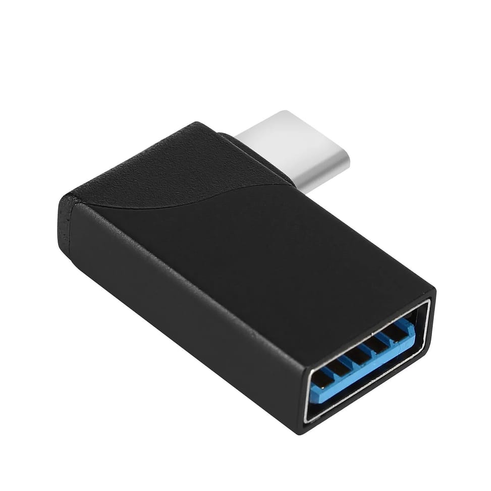 Avizar Adaptateur USB-A Femelle vers USB-C Mâle Prise Coudée 90° Ultra-compact Noir — image 2