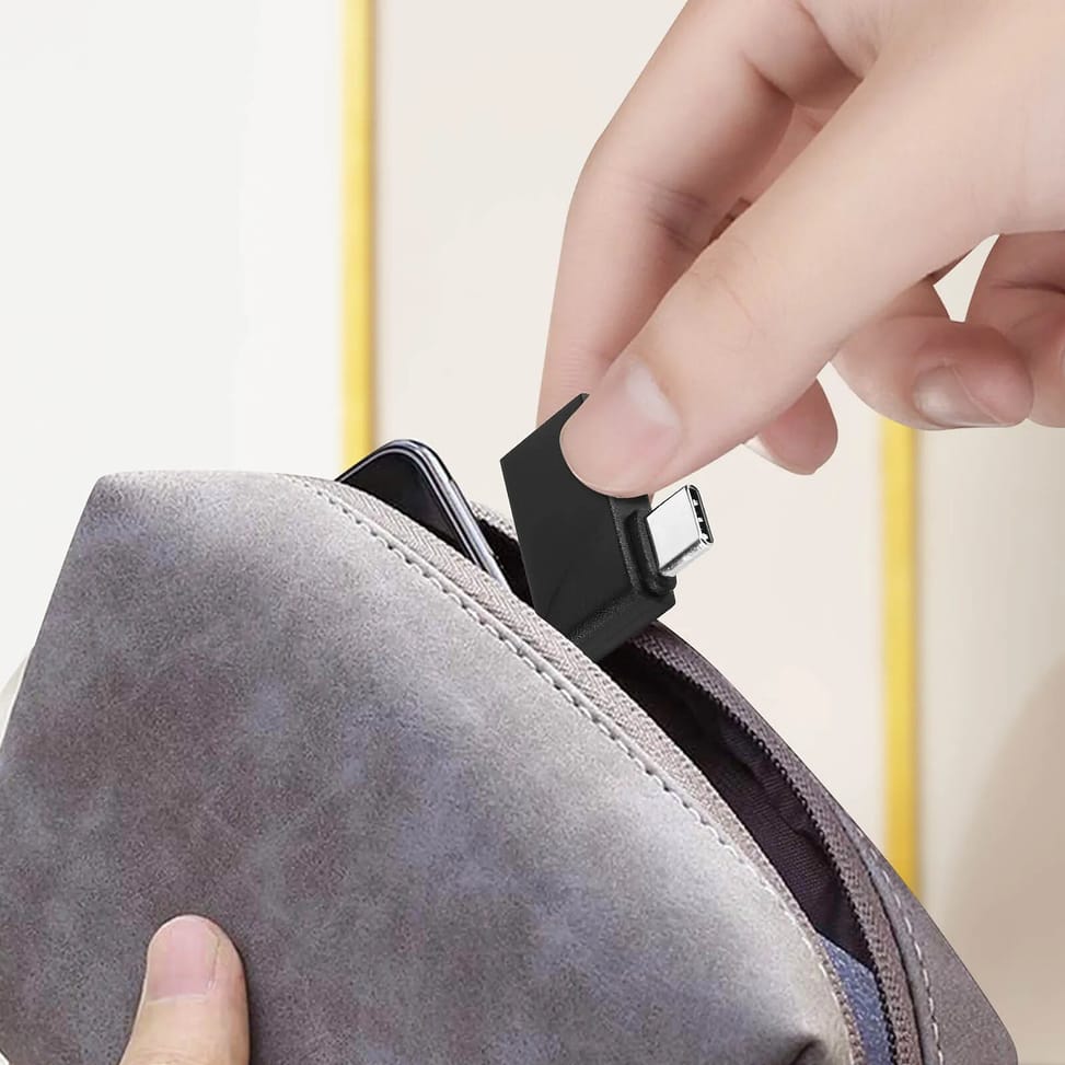 Avizar Adaptateur USB-A Femelle vers USB-C Mâle Prise Coudée 90° Ultra-compact Noir — image 3