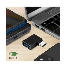 Avizar Adaptateur USB-A Femelle vers USB-C Mâle Prise Coudée 90° Ultra-compact Noir