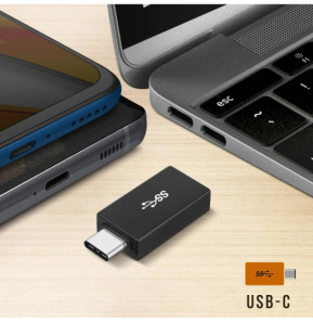 Avizar Adaptateur USB-A Femelle vers USB-C Mâle Ultra-compact Noir