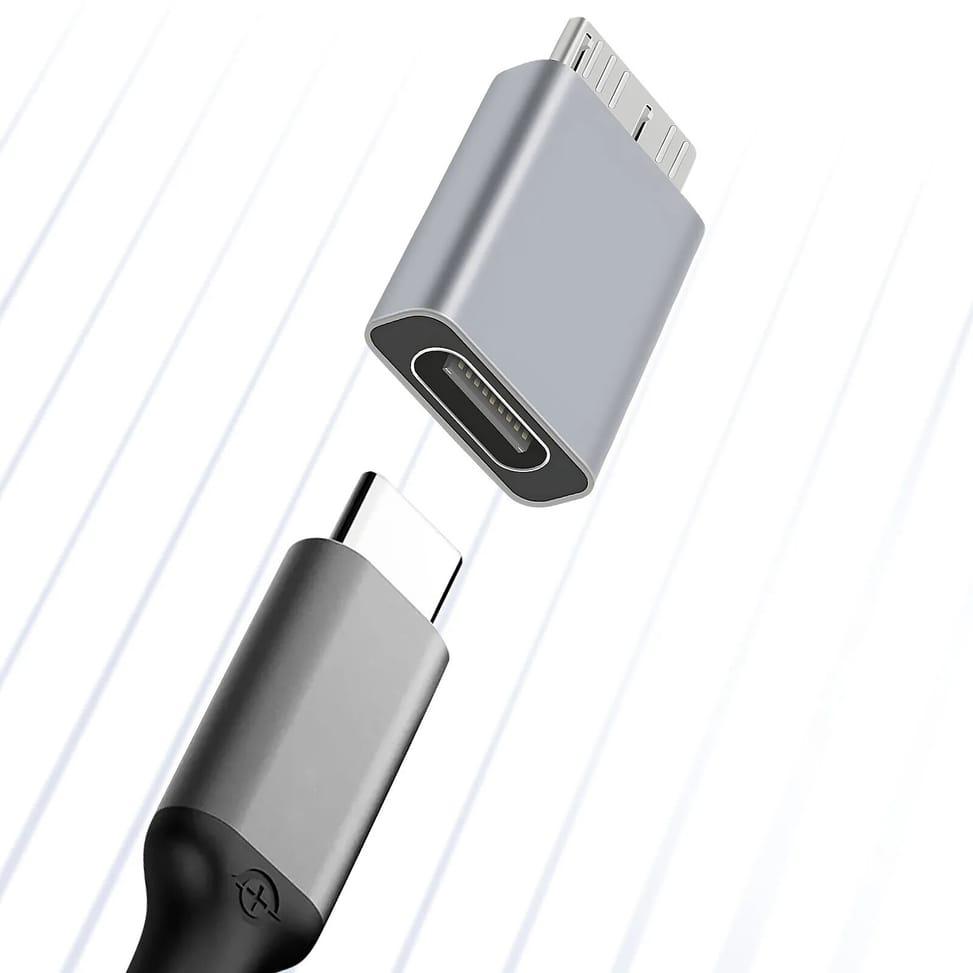 Avizar Adaptateur USB-C femelle vers Micro B mâle Charge Synchronisation Compact Gris — image 3