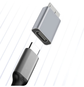 Avizar Adaptateur USB-C femelle vers Micro B mâle Charge Synchronisation Compact Gris