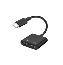 Avizar Adaptateur USB-C Mâle vers Double USB-C Femelle Audio et Charge Compact Noir