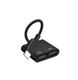 Avizar Adaptateur USB-C Mâle vers Double USB-C Femelle Audio et Charge Compact Noir