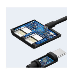 Avizar Adaptateur USB-C Mâle vers Double USB-C Femelle Audio et Charge Compact Noir