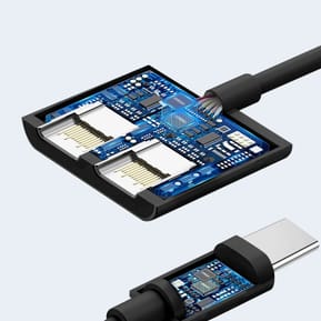 Avizar Adaptateur USB-C Mâle vers Double USB-C Femelle Audio et Charge Compact Noir — image 4