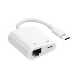 Avizar Adaptateur USB-C vers Ethernet + USB-C Charge et Connexion internet stable Blanc