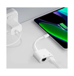 Avizar Adaptateur USB-C vers Ethernet + USB-C Charge et Connexion internet stable Blanc