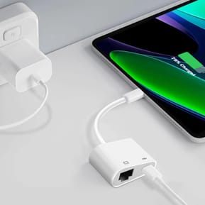 Avizar Adaptateur USB-C vers Ethernet + USB-C Charge et Connexion internet stable Blanc — image 4