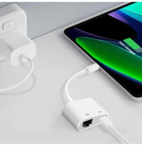 Avizar Adaptateur USB-C vers Ethernet + USB-C Charge et Connexion internet stable Blanc