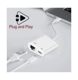 Avizar Adaptateur USB-C vers Ethernet + USB-C Charge et Connexion internet stable Blanc
