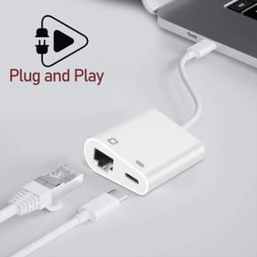 Avizar Adaptateur USB-C vers Ethernet + USB-C Charge et Connexion internet stable Blanc — image 5