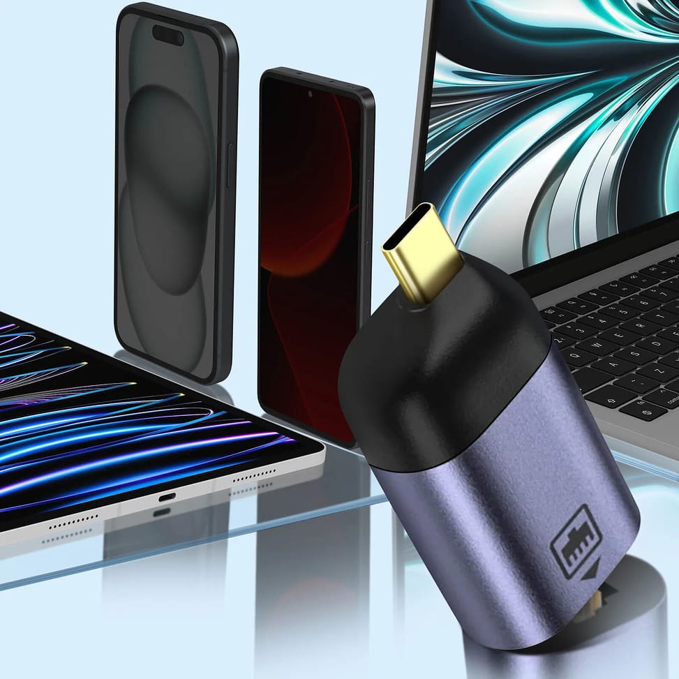 Avizar Adaptateur USB-C vers Ethernet Débit 100Mbps Design Compact Gris Foncé — image 4