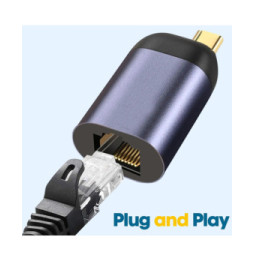Avizar Adaptateur USB-C vers Ethernet Débit 100Mbps Design Compact Gris Foncé
