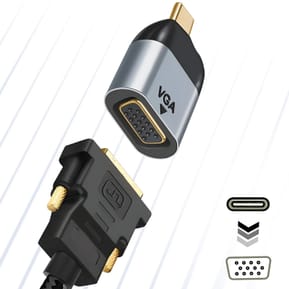 Avizar Adaptateur Vidéo USB-C Mâle vers VGA Femelle Résolution 1080p Compact Gris — image 3