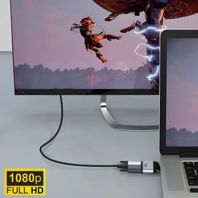 Avizar Adaptateur Vidéo USB-C Mâle vers VGA Femelle Résolution 1080p Compact Gris — image 4