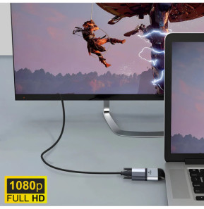 Avizar Adaptateur Vidéo USB-C Mâle vers VGA Femelle Résolution 1080p Compact Gris