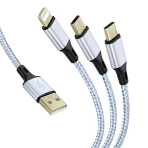 Avizar Câble 3 en 1 vers USB-C MicroUSB et Lightning Charge Rapide 1,2m Nylon Tressé — image 2
