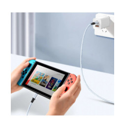 Avizar Câble 3 en 1 vers USB-C MicroUSB et Lightning Charge Rapide 1,2m Nylon Tressé