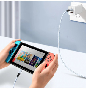 Avizar Câble 3 en 1 vers USB-C MicroUSB et Lightning Charge Rapide 1,2m Nylon Tressé