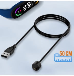 Avizar Câble de charge magnétique Xiaomi Mi Band 6 et 5 Résistant 50 cm - Noir