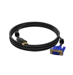 Avizar Câble HDMI Mâle vers VGA Mâle 15 Broches 1.8m Transmission Audio et Vidéo Noir