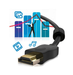 Avizar Câble HDMI Mâle vers VGA Mâle 15 Broches 1.8m Transmission Audio et Vidéo Noir