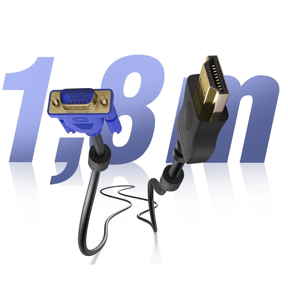 Avizar Câble HDMI Mâle vers VGA Mâle 15 Broches 1.8m Transmission Audio et Vidéo Noir — image 5