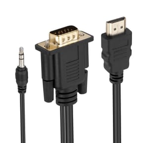 Avizar Câble HDMI vers VGA Mâle et Prise Jack 3.5mm Qualité Full HD Longueur 1.8m Noir — image 2