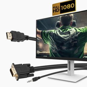 Avizar Câble HDMI vers VGA Mâle et Prise Jack 3.5mm Qualité Full HD Longueur 1.8m Noir — image 4