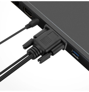 Avizar Câble HDMI vers VGA Mâle et Prise Jack 3.5mm Qualité Full HD Longueur 1.8m Noir