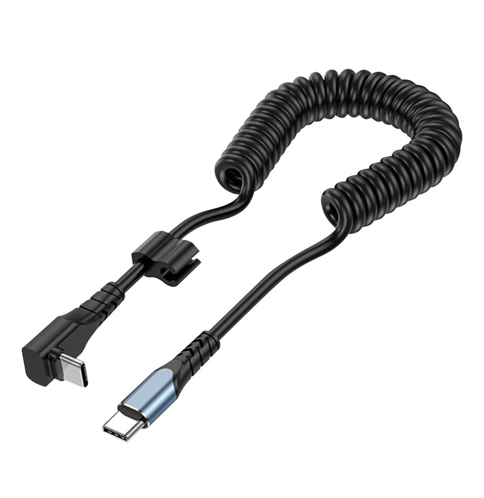 Avizar Câble spiralé USB-C vers USB-C, Noir 1,2m