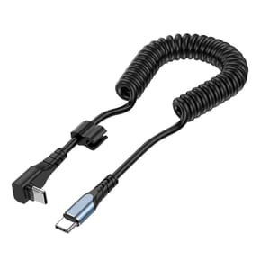 Avizar Câble spiralé USB-C vers USB-C, Noir 1,2m