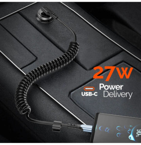 Avizar Câble spiralé USB-C vers USB-C, Noir 1,2m
