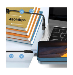 Avizar Câble spiralé USB-C vers USB-C, Noir 1,2m
