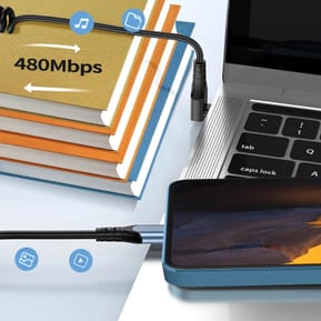Avizar Câble spiralé USB-C vers USB-C, Noir 1,2m — image 5
