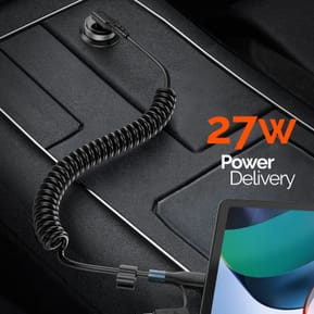 Avizar Câble spiralé USB-C vers USB-C + iPhone Lightning, Design coudé Noir 1,5m — image 4