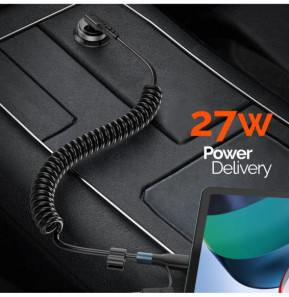 Avizar Câble spiralé USB-C vers USB-C + iPhone Lightning, Design coudé Noir 1,5m
