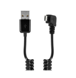 Avizar Câble USB 2.0 mâle spiralé 3 mètres vers Micro-USB coudé