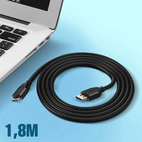 Avizar Câble USB 3.0 Micro B Samsung Galaxy S5 Note 3 Note Pro 12.2 Noir 1,8m — image 3