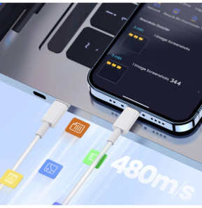 Avizar Câble USB C vers USB C Charge Rapide Transfert données 1m Blanc