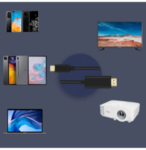 Avizar Câble USB Type C vers HDMI Mâle Résolution 4K UHD 2m Noir