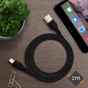 Avizar Câble USB Vers Lightning Charge Synchronisation 2m Anti-nœuds Noir — image 5